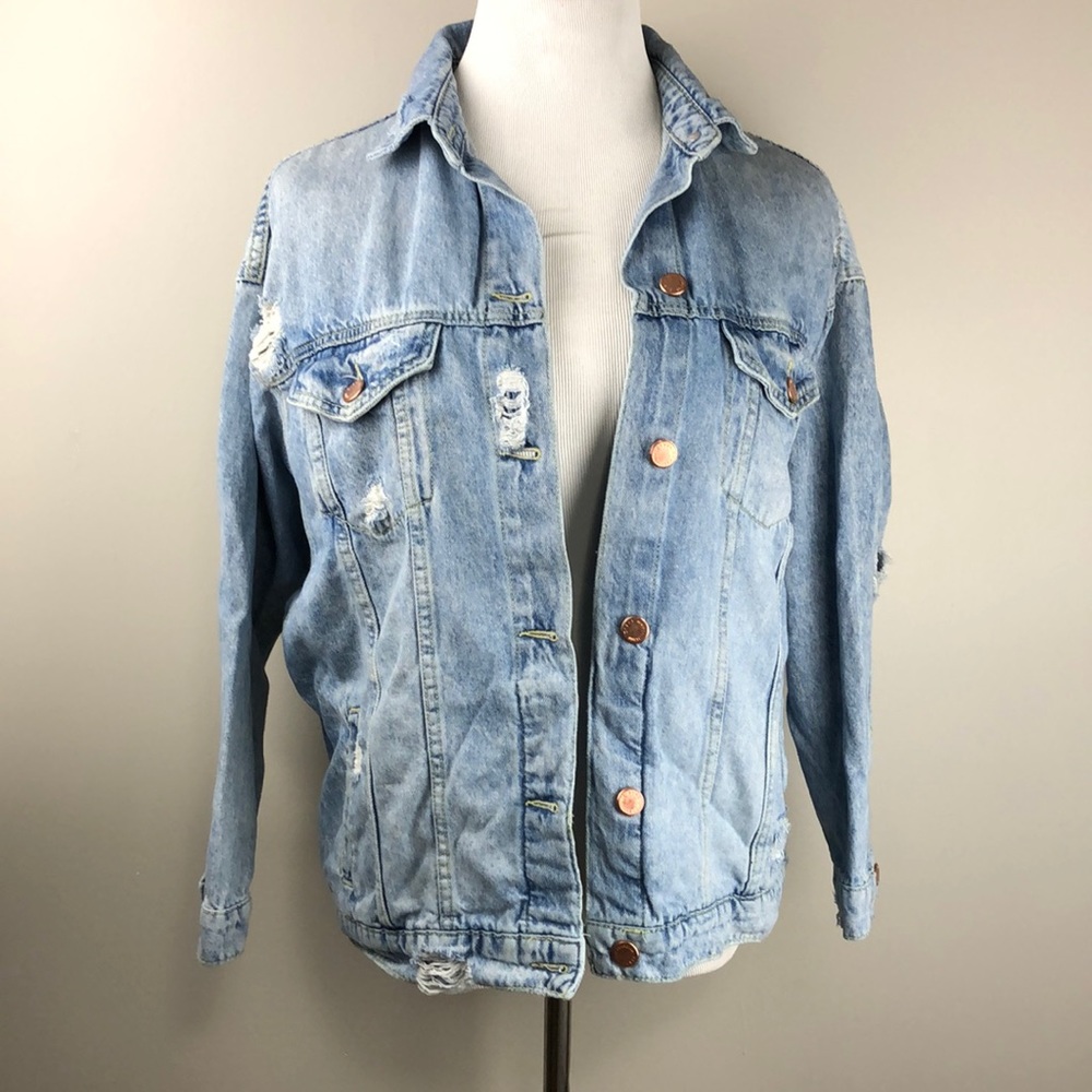 Zara z1975 Denim jacket, woman size US M, over size Jean jacket.
